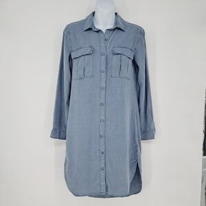 Anthropologie Cloth‎ & Stone 100% Tencel Lyocell Ash Gray Shirt Dress